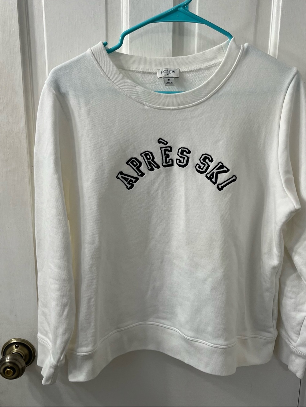 J. Crew Après Ski Embroidered Crewneck Sweatshirt White Medium